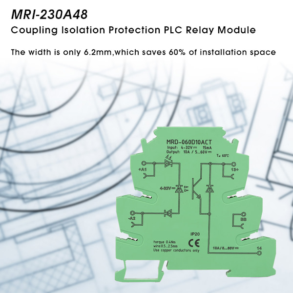 MRD-060D10ACT Ultratynn 6,2 mm DC Solid State Relémodul Inngang 4-32VDC NO