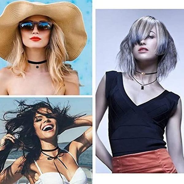 Choker Halsband Svart 8 Styck Sammet Chokers Svart, Svart Klassisk Gotisk Choker