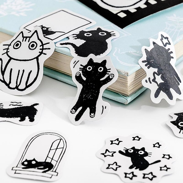 45 kpl Black Cat -sarjan tarrat koristeet Kawaii Cute Cats -tarrat Itseliimautuvat scrapbooking-tarrat kannettavien tietokoneiden suunnittelijoille A