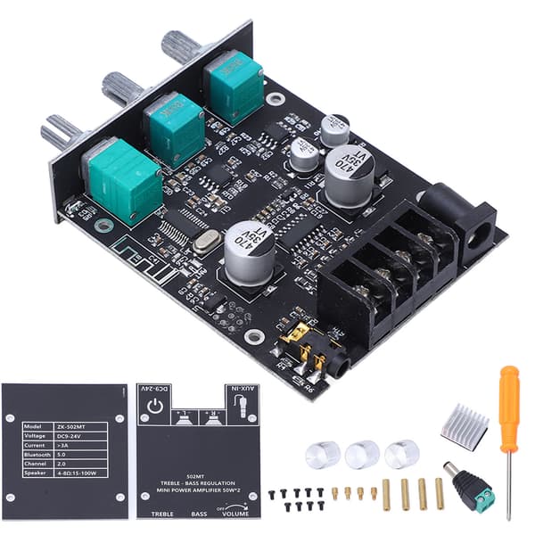 2.0 Stereo Bluetooth Effektforsterkerkort Digital HIFI Modul Høy Lav Frekvensjustering 50W