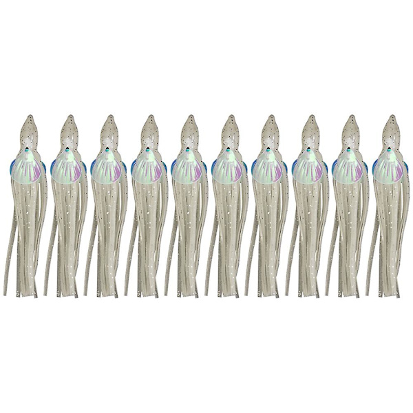 10 kpl Bionic Simulation Octopus Fake Crankbait -kalastusuistimet 5cm 6cm 10cm Keinotekoinen huojuva pehmeä syöttikalastusvälineet 10cm Luminous white