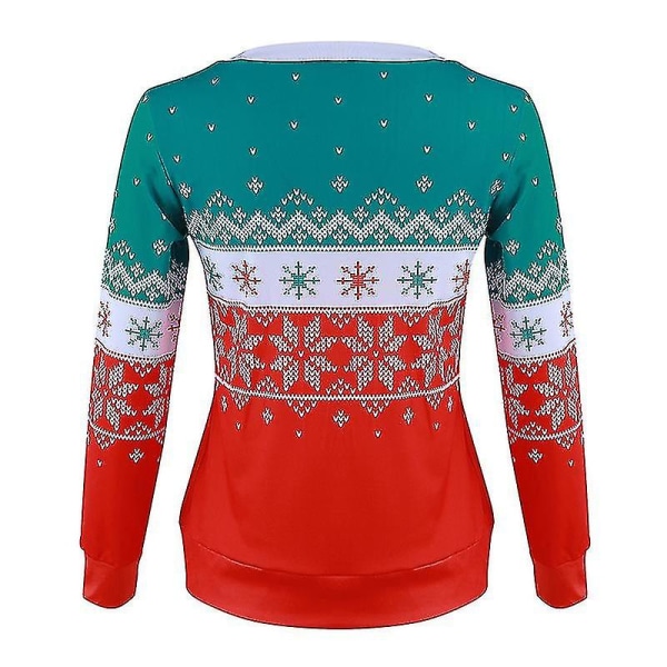 Hhcx-christmas Women Long Sleeve Knit Sweater Xmas Print Jumper Tops Red XL