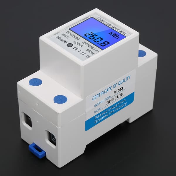 5-80A DDM15SD LCD Baggrundslys Digital Display Enkeltfaset Elektronisk Energi KWh Måler