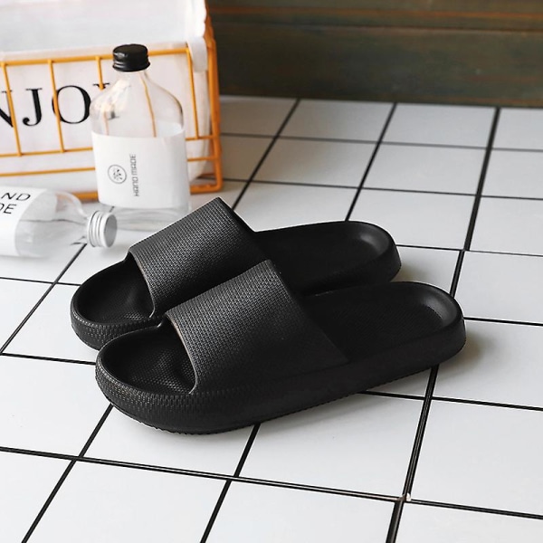 4,5 cm forhøyede dametøfler, minimalistiske sklier med bred passform Black 42-43