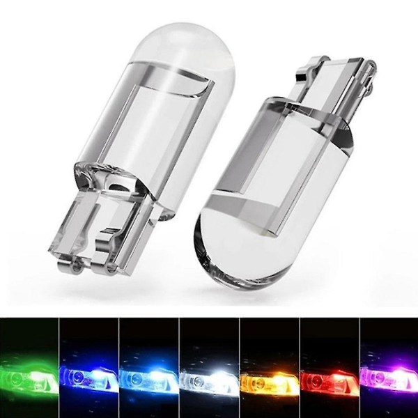 T10 Led-lys Super Bright W5w 194 Glashus Cob Bilpære 6000k Hvid Grøn Blå Rød Kile Nummerplade Kuppellys 2/10 stk. blue10pcs