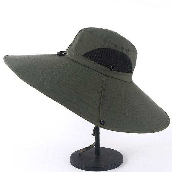 Dame Super Wide Brim Sun Hat Upf50+ Vanntett bøttehatt for fiske, fotturer, camping Army green