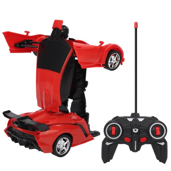 1:18 Fjernstyret bil, deformationsrobotlegetøj til børn, rød