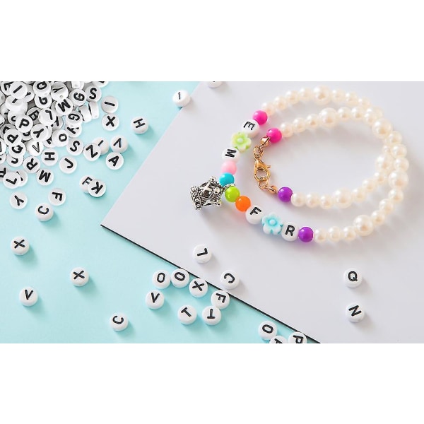 1000 stk akryl perler 7 mm alfabet bogstaver perler rund charme til smykker perler Mix