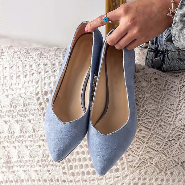 【BQ】Blå mocka blockklackpumps för kvinnor RA-162 EU 35
