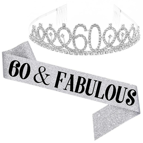 Kvinnor glittrande Rhinestone Print Sash Tiara Set Födelsedagsfest Tillbehör
