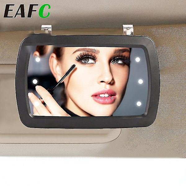 6 Led bil Solskydd Sminkspegel Touch Switch High Clear Innerspegel Hd Universal 170*110mm-ej batteri