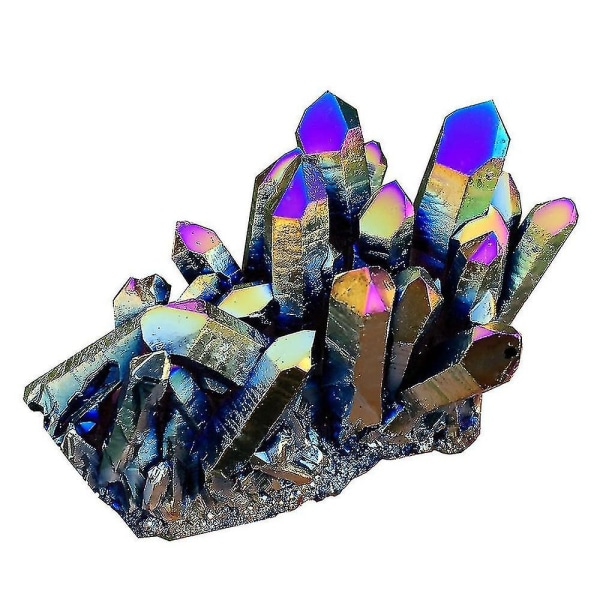 Natural Rainbow Aura Titanium Crystal Cluster Specimen Healing Stone