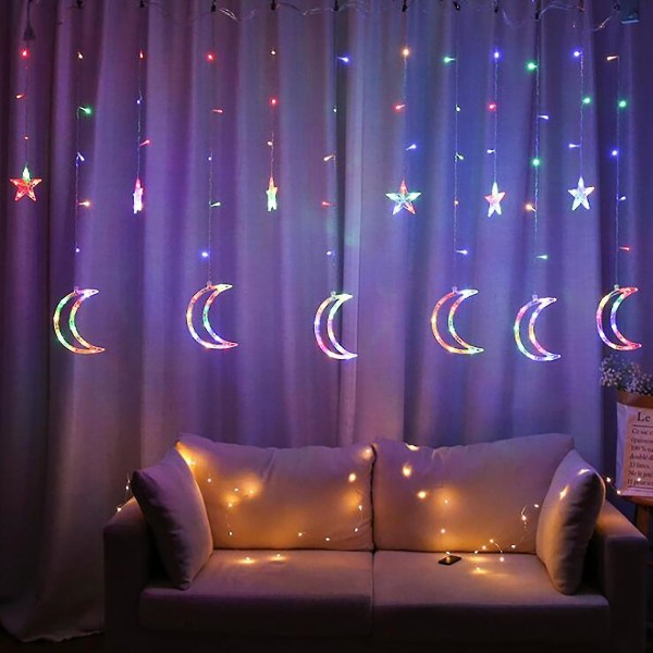 Ramadan Star LED-lampa String Light Dekoration Gardin Light Bröllop Neon