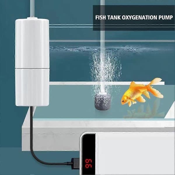 【BQ】USB Lydløs Iltpumpe til Akvarium | Bærbar Mini USB Luftpumpe til Akvarium White