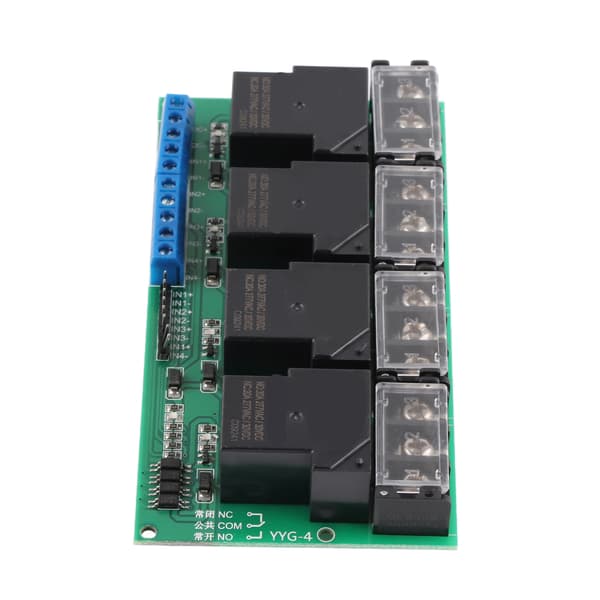 Høyeffekts fireveis relémodul kontrollpanel optokobler isolasjon 30A YYG‑4 DC12V