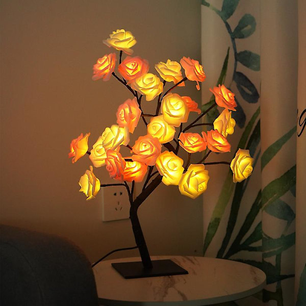 Led bordlampe Rose Flower Tree Usb Nattlys Julepynt Gave Til Barnerom Rose Blomsterbelysning Hjemmedekorasjon 24Leds pink white