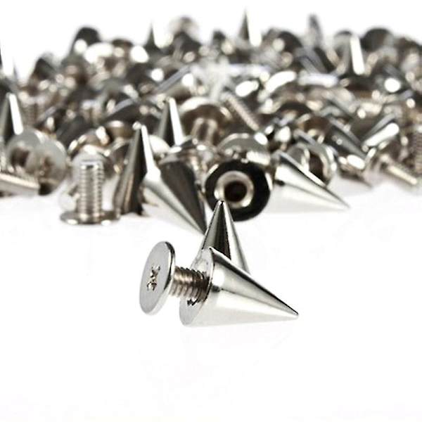 100 st 7*9 mm metallkon spikar Screwback dubbar Diy Läder Craft Punk Style Nitar (silver)
