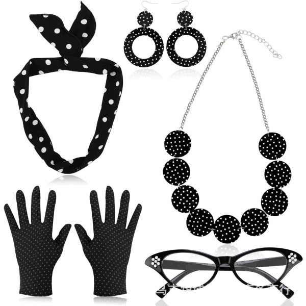 ny stil 100% Ny rockabilly Accessories Kvinder 50'er Kjoler Dame Accessories med Chiffon tørklæde Sort Style4