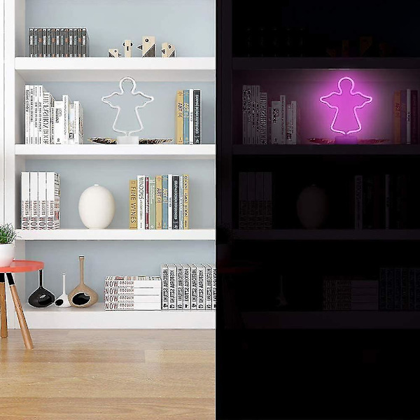 Led Neonskyltljus Med Hållare Bordsdekoration Nattlampa Med Batteri För Fest Angel