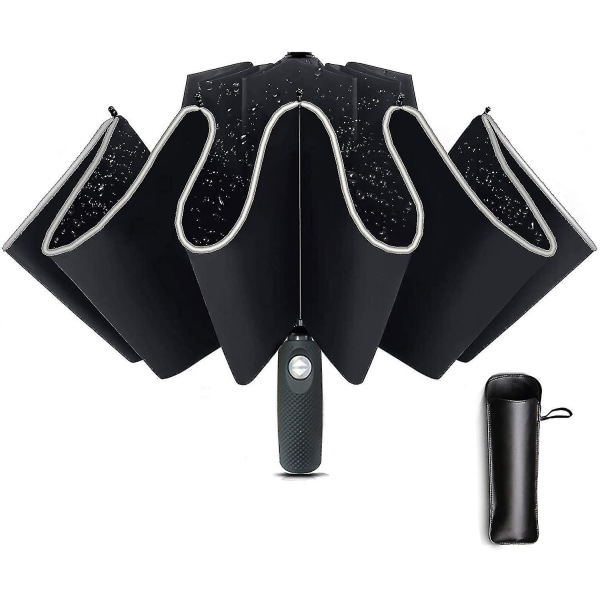 12 Ribs Inverted Umbrella Windproof Travel Umbrella Reverse Folding Umbrella With Reflection