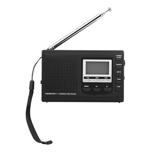 Kannettava miniradio digitaalisella herätyskellolla - musta