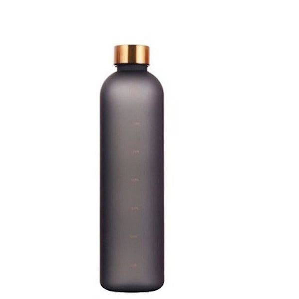 1l Water Bottle Motivational Drink Flask With Time Markings Bpa Free Sport Gym Black