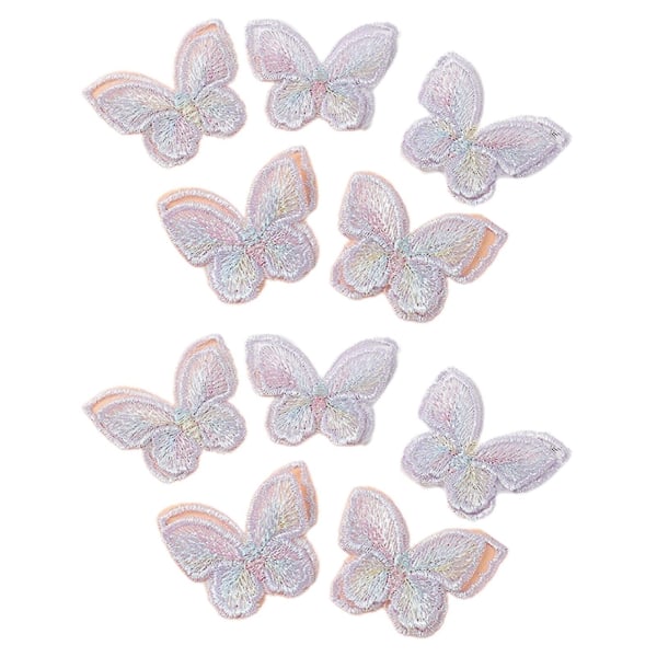 10pcs Butterfly Appliques Exquisite Handicraft Double Layers Diy Embroidery Butterfly Patches Craft Flower Accessories Light Purple