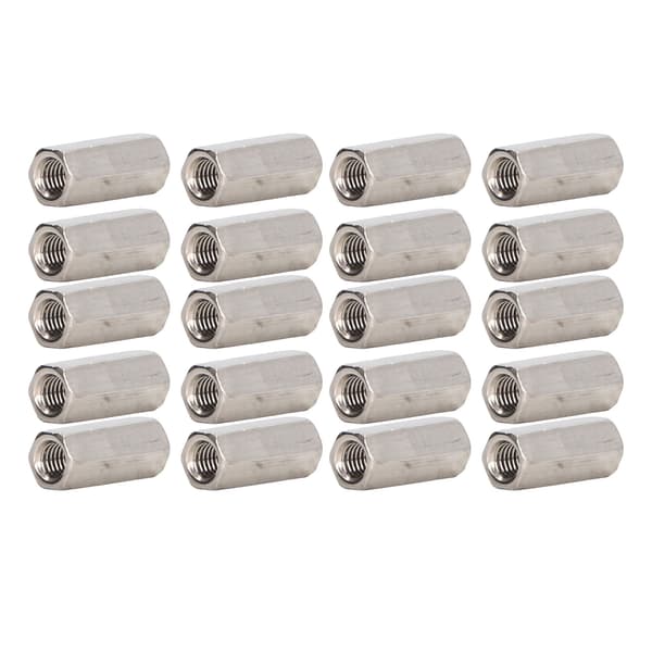 20 st M5 Hex Kopplingsmutter 304 Rostfritt Stål Rostsäker Hona Gänga Anslutning Silver