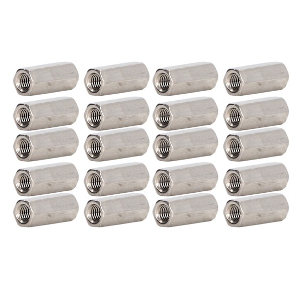 20 stk. M5 Hex Koblingsmøtrik 304 Rustfrit Stål Rustfri Hun Gevindforbindelse Sølv