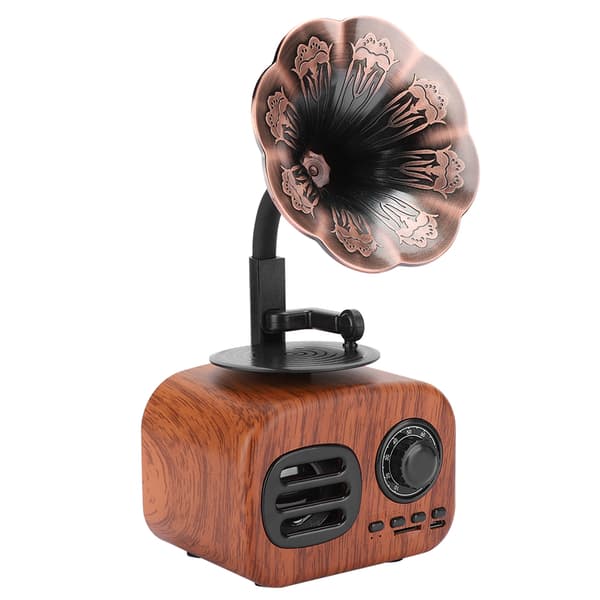 Bärbar Mini Retro Bluetooth Smart Speaker - Valnötsfärg