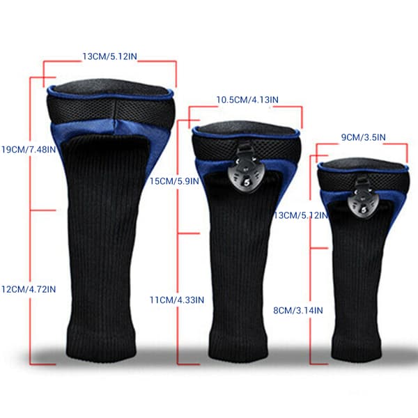 3 stk. Fairway Wood Driver Head Covers Sett 1 3 5 Profesjonell