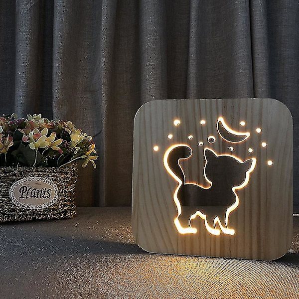 Led Carving USB Kitten Mönster T1882w
