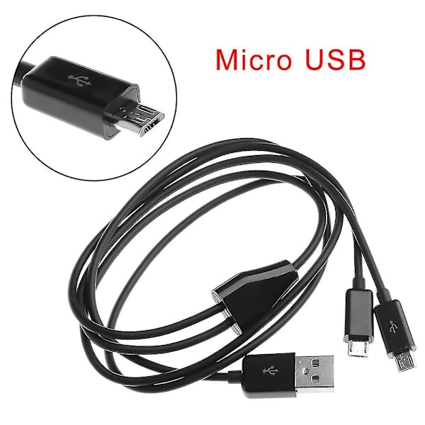 Portable USB 2.0 Typ A Hane Till Dual Micro USB Hane Splitter Y Laddningsdata