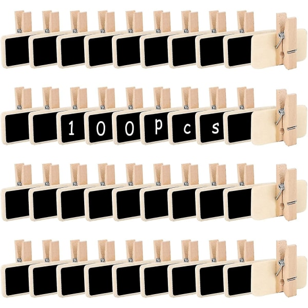 100 Pieces Mini Blackboard, Mini Chalkboard Signs Rectangle Message Blackboard