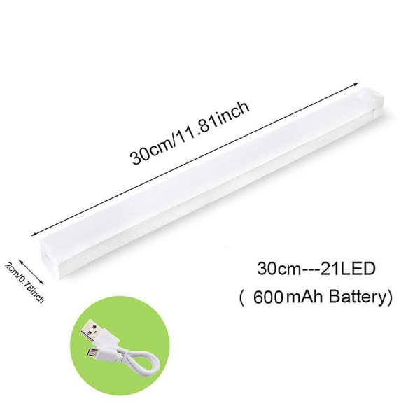 Rörelsesensorljus Trådlöst Led Nattljus USB Uppladdningsbart Nattljus Köksskåp Skåplampa Trappbakgrundsbelysning Warm White 30cm-21LED