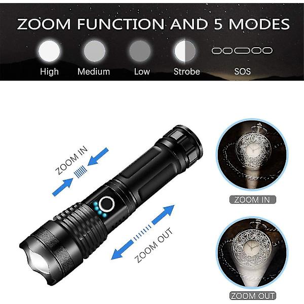 Flashlight Flashlight, Ultra Powerful 3000 Lumens Usb Rechargeable Led Flashlight Cree Xhp50 Flashli