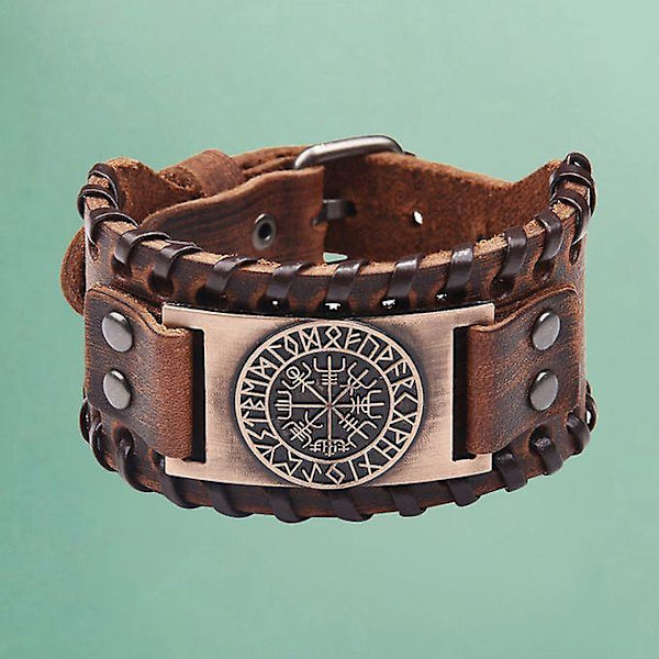 Viking flettet reb Herrearmbånd Læderarmbånd Læder Brun