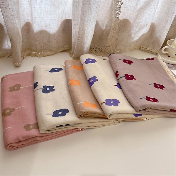 Imiterad kashmirscarf kvinnor färgmatchande blommor mode vinterscarf höst och vinter ny koreansk matchande sjal khaki 65x180