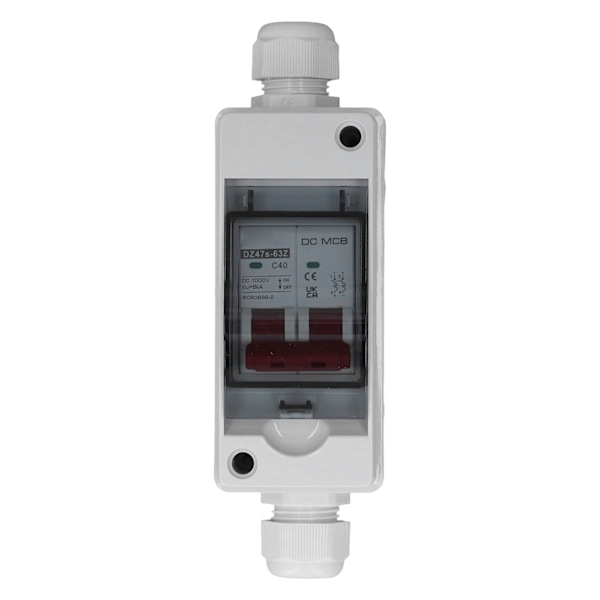 2P 40A DC Strømafbryder IP65 Vandtæt 6KA Brydeevne 1000V DC Isolator Switch til Solcelleanlæg
