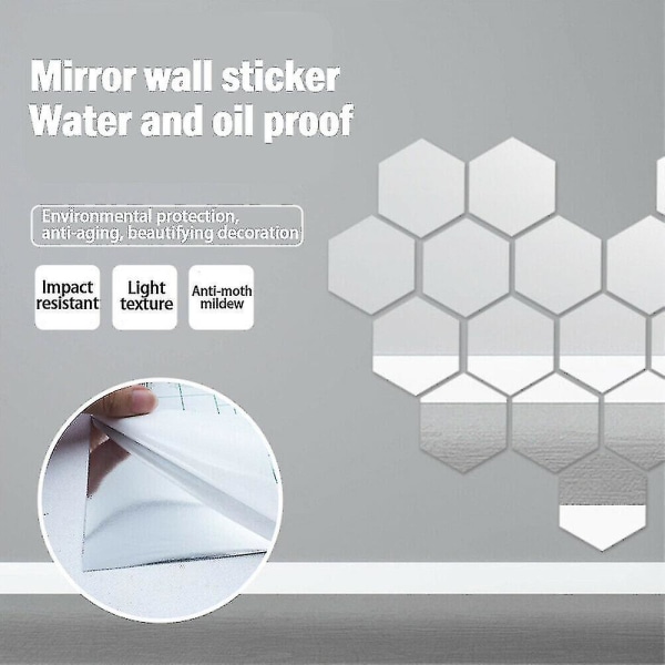Speileffekt DIY Wall Sticker Roll selvklebende filmdekal for baderom 50x50cm
