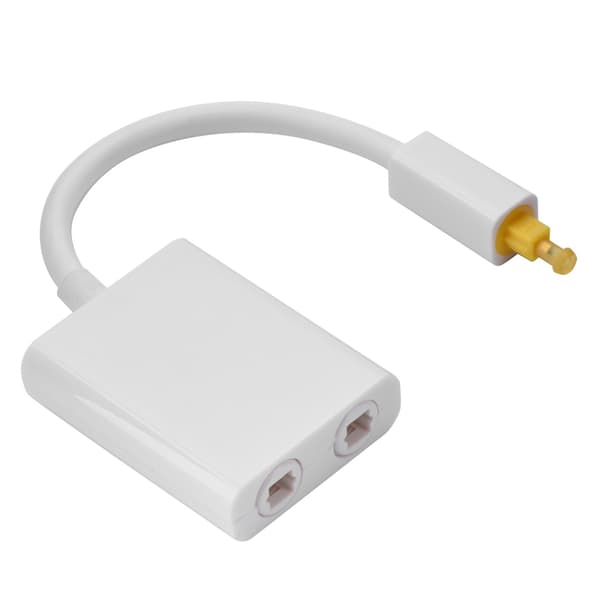 Toslink Digital Optisk Lydsplitter Adapter - 1 inn 2 ut (Hvit)