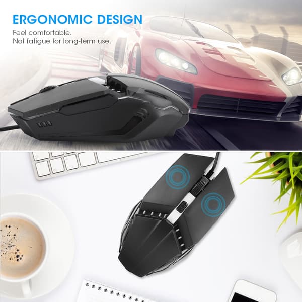 Fargerik selvlysende spillmus med ergonomisk design