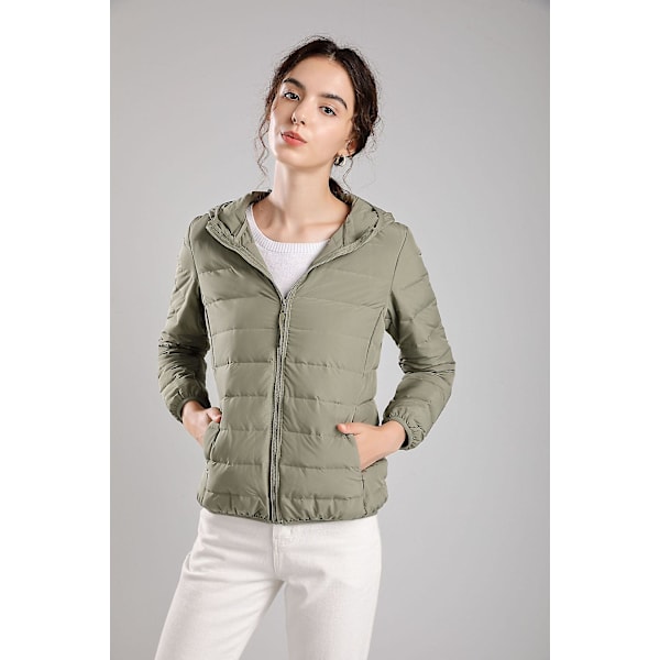 Lättviktsjackor med luva för kvinnor är bekväma att bära Light Green XL