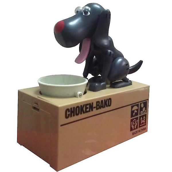 Robotic Coin Munching Leksak Penninglåda Liten hund Puggy Bank Dark Grey