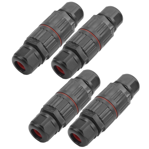 4 stk 3-pinners IP68 vanntett kontakt for utendørs LED-lys - 1 inn 1 ut