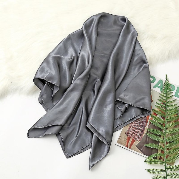 35 tommer satin hovedtørklæder Vintage Firkantet tørklæde Silke Følelse, Mørkegrå
