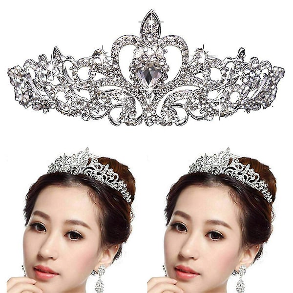 Princess Bridal Crystal Bröllop Hår Tiara Rhinestone Crown Party