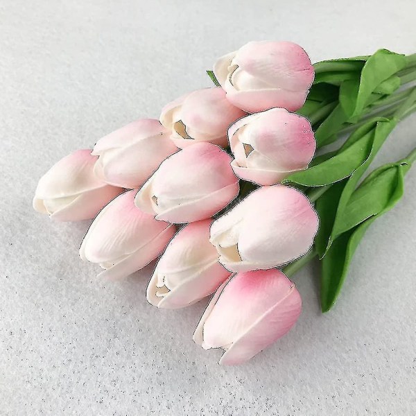 20-pak imiterede tulipanblomster, falske imiterede tulipanblomster, brude bryllupsbuket, realistisk falsk tulipanbuket til hjemmet