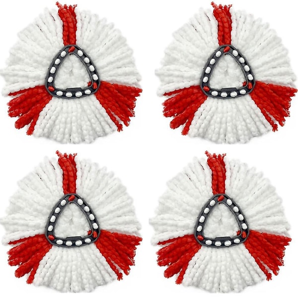 4-pack vridbar mopp ersättningshuvud mopphuvud refill mopphuvud mopp för golvrengöring Mikrofibermopphuvuddelar red