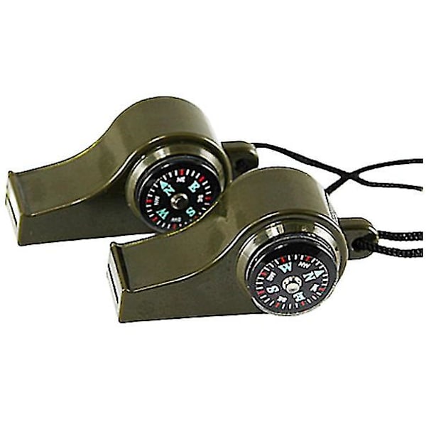 2-pack utomhus whistle kompass termometer 3 i 1 visselpipa överlevnad visselpipa fältträning överlevnadsverktyg